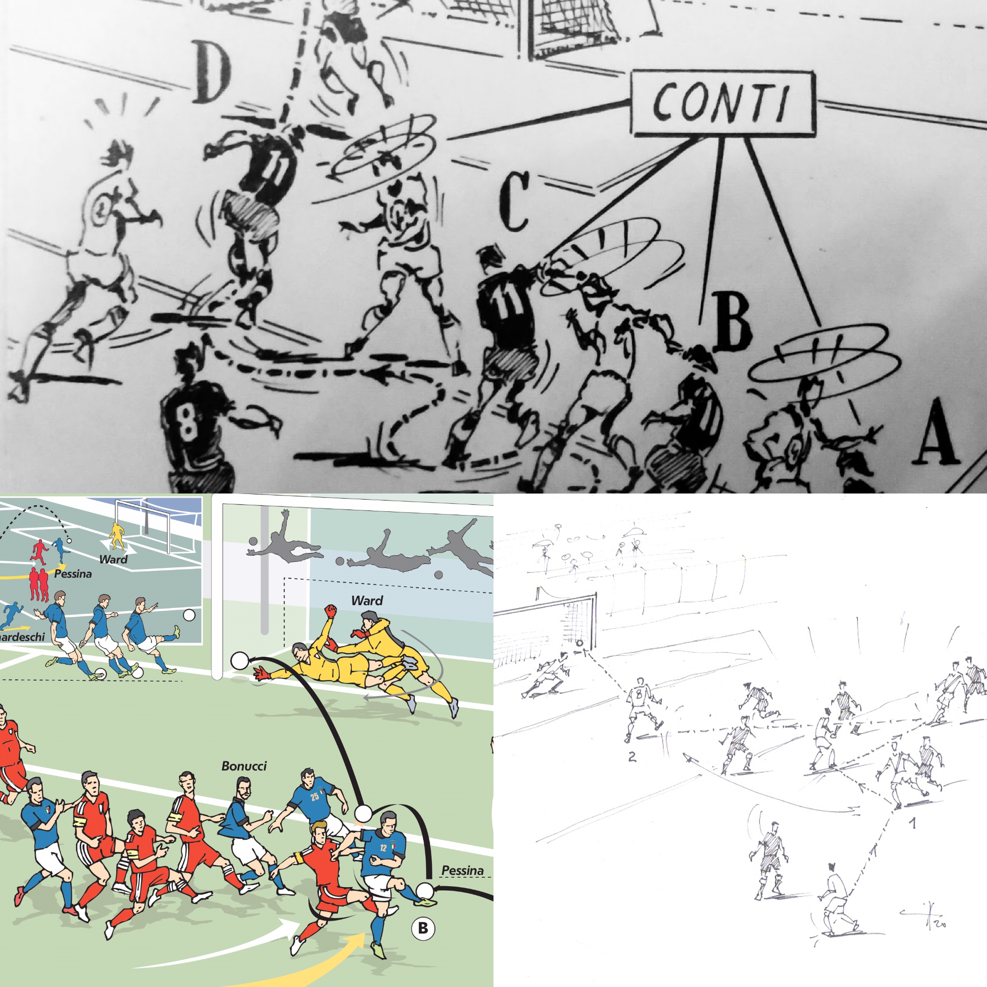 Calcio raccontato coi disegni; anche Repubblica ora li usa