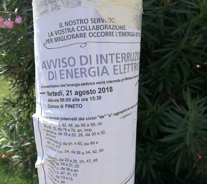 Interruzione di corrente: Enel ferma al palo