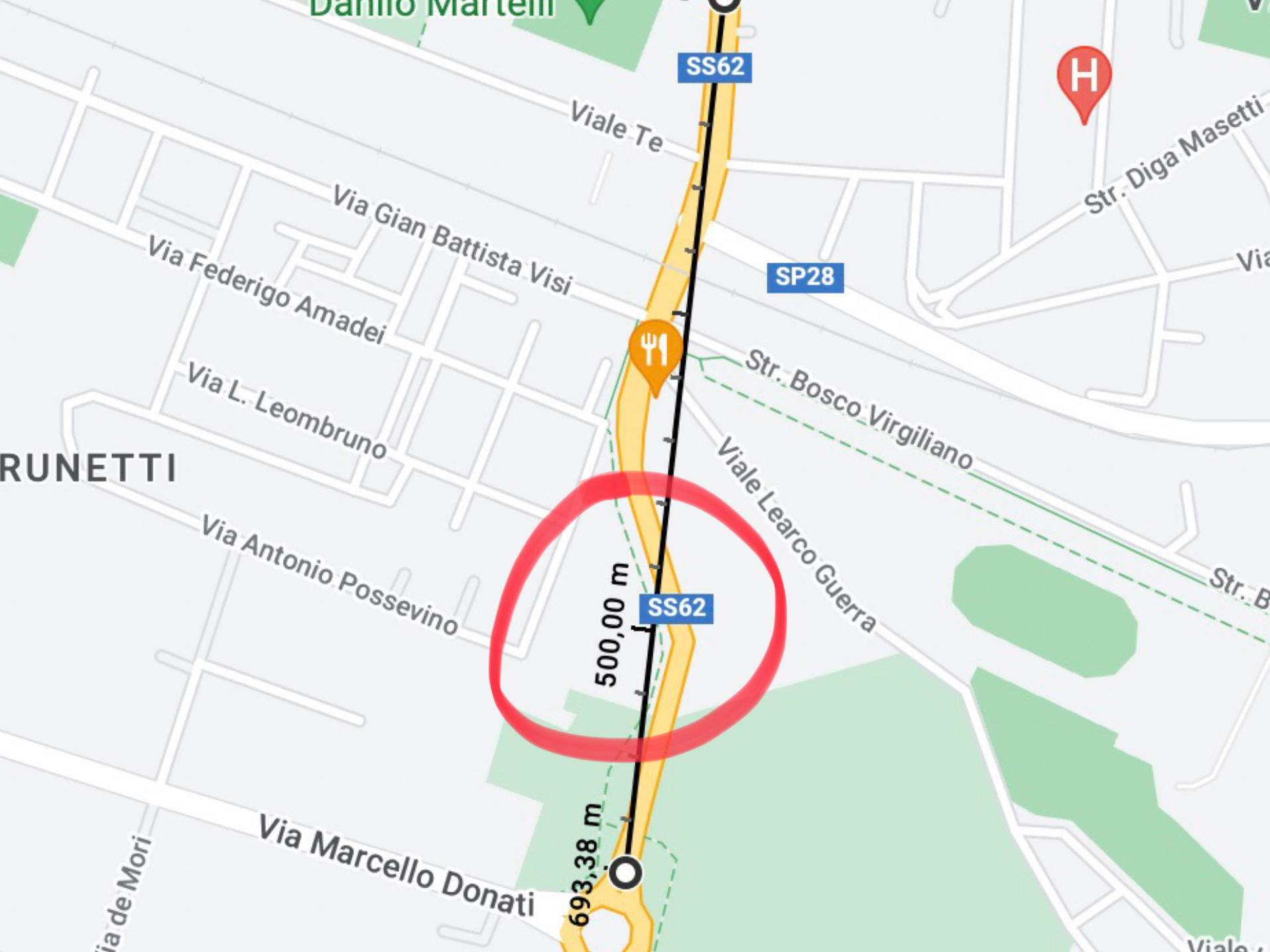 Una galleria di 400 – 500 m a porta Cerese