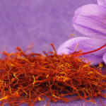 Dried saffron spice and Saffron flower